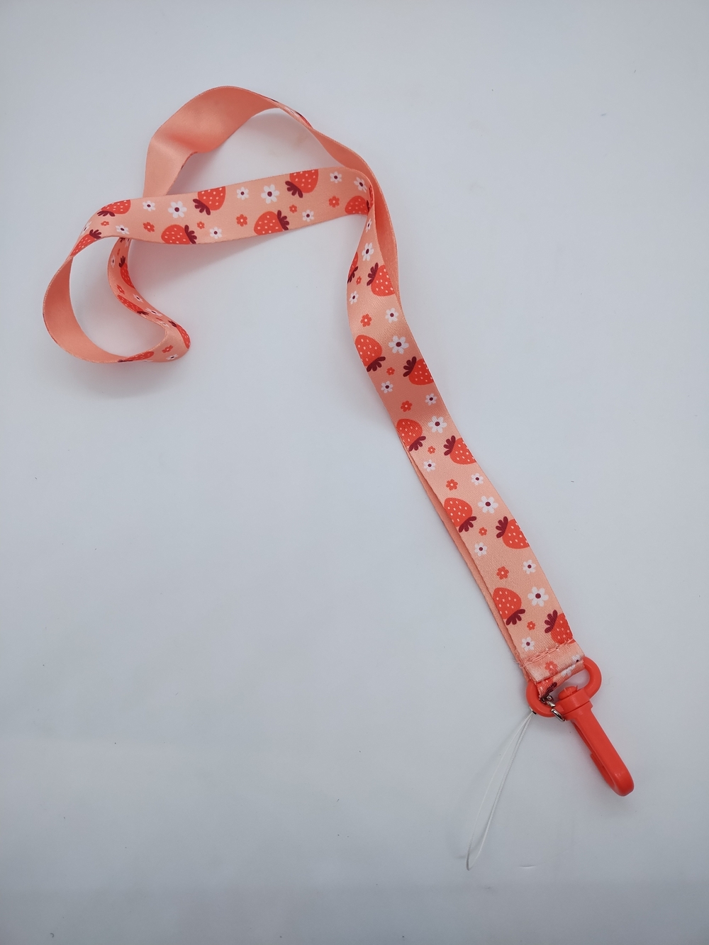 Strawberry Print Coral Lanyard Clip | 18 Pack